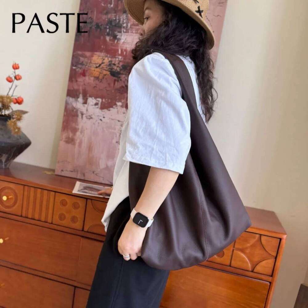 Designer Luxury Leisure Large Piece Cowhide Leather Women Shopper Bucket Tote Beige Coffee Color Real Cowskin Female Handbag Big
