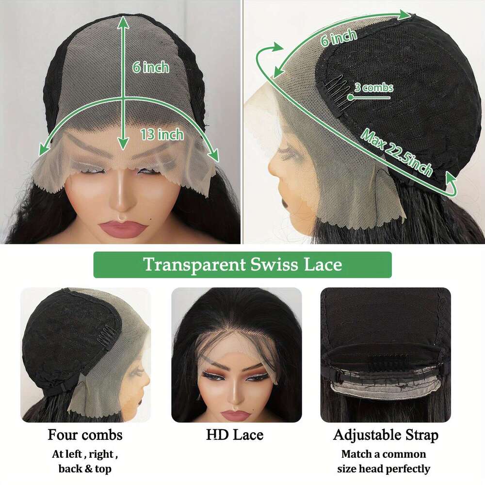 Lightweight Body Wave Wig For Women | 32" X 15" Lace Front, 81.28" Long, Heat Resistant Synthetic Hair, Transparent Swiss Lace, Glueles