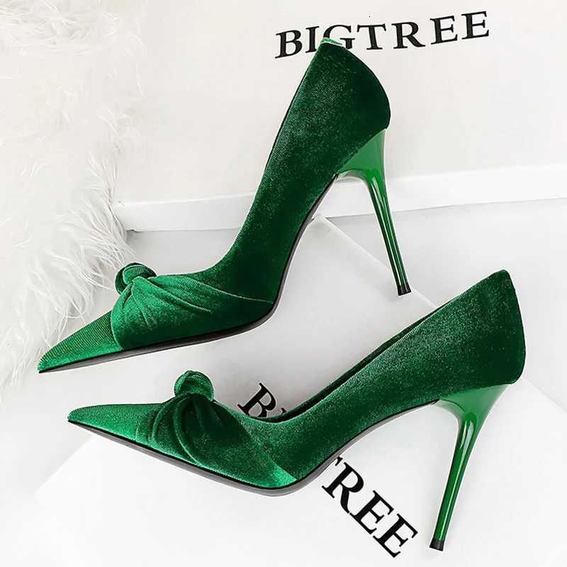 BIGTREE Shoes Bowknot Suede Women Pumps Fi New High Heels Pointed Stilettos Women Heels 2025 New Design Pumps Plus Size 43XJ251027