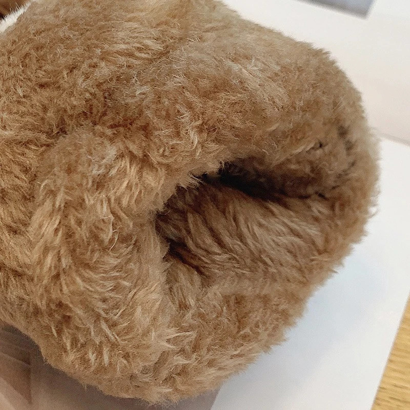 Womens Gloves Korean Bow Solid Color Fashionable Versatile For Girl Winter Warm Plush Thick Windproof Waterproof Cotton Gloves 251024