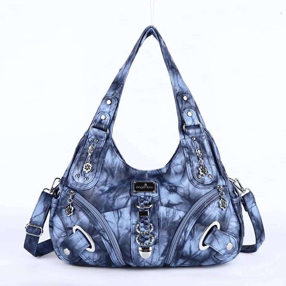 Angel Kiss Women Handbags Fashion Shoulder Bag Large Black Tote Top-Handle Shopping Pack Multiple Pockets Satchel Lady Purse