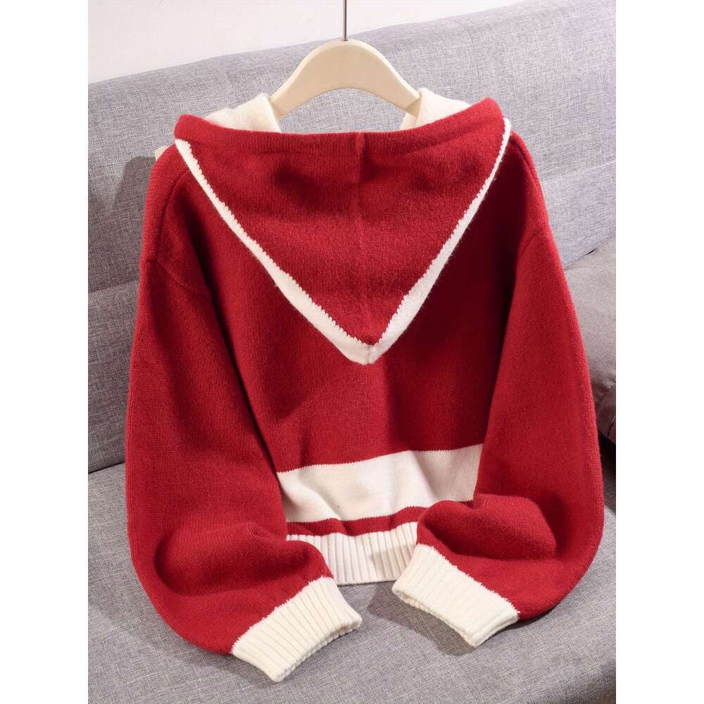 Women's Cozy Color-Block - Oversized Cardigan With Details, White & Yellow, Fall/Winter Layering Piece, Casual Winter Wear Button Detail | Constr