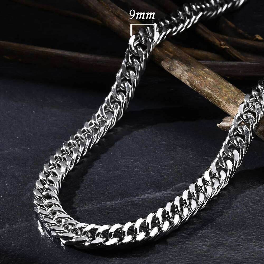 Vnox 3/5/7/9mm Thick Cuban Necklaces for Men Women,Simple Miami Curb Links Collar,Waterproof Stainless Steel Unisex Chain
