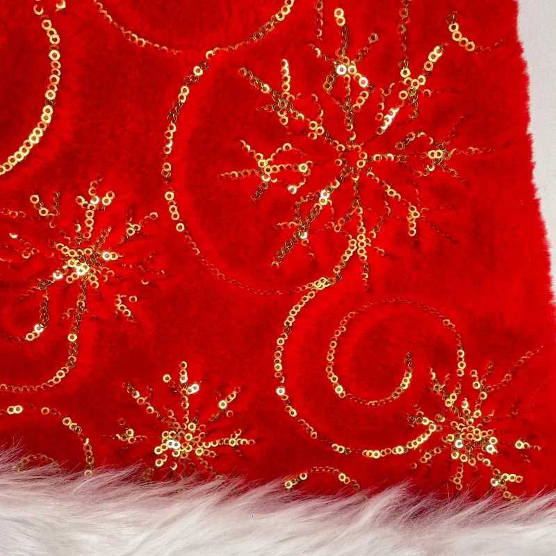Winter Plush Christmas Hat With Gold Sequins Party Outfit Embroidered Hat Christmas DecorationW251027