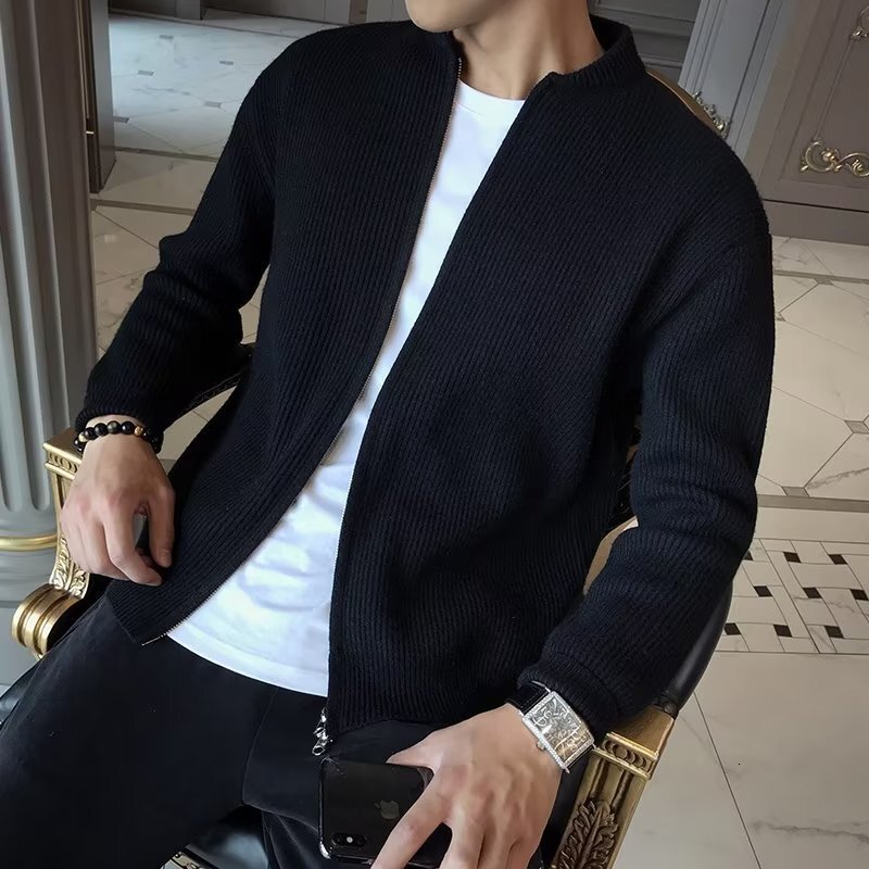Autumn Winter New Sweater Jacket Men's Solid Color Knitted Cardigan Men's Designer Sweater Fashion Brand Long Sleeve Slim Fit Top