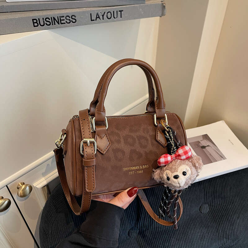 Women's Leopard Print Boston Pillow Designer Bag - 2025 New Trendy High-Value Handbag, Stylish for Handheld, Shoulder & Crossbody Wear