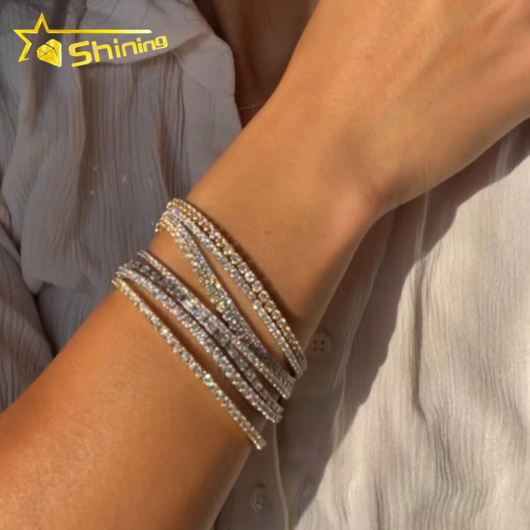 Customized Luxury Design Vintage Bracelets for Women Iced Out10K Soild Gold With Lab Grown Diamond Charm Tennis Bracelet