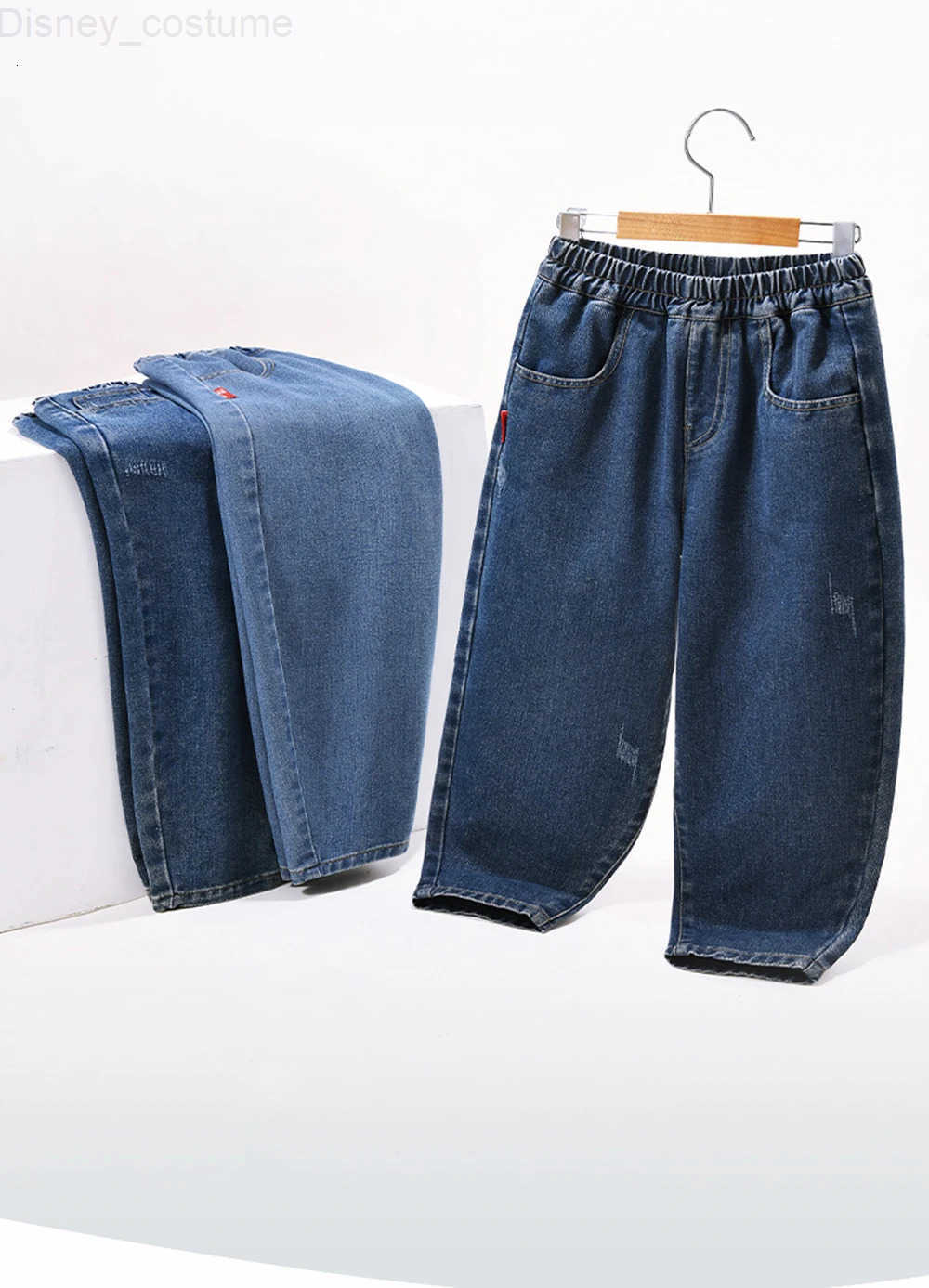 Disney Cartoon Print Kids Jeans Boys Spring Autumn Versatile Pants Girls Thin Elastic Waist Long Trousers Childrens Denim Pants H251027