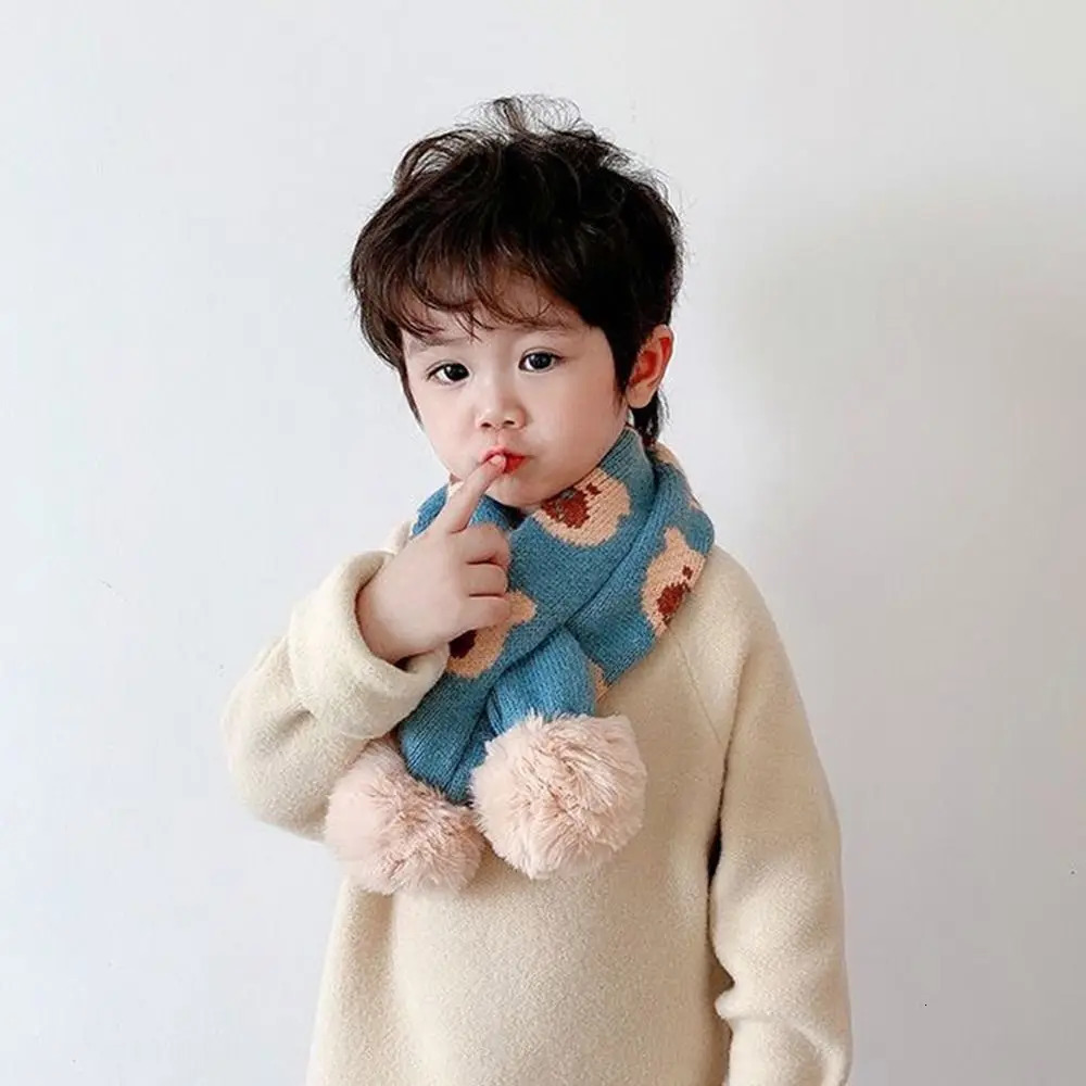 Kids Thermal Neck Warmer Thickening Windproof Boys Girls Knitting Scarf Snap Fastener Cross Scarf Snood Cowl Tube Autumn Winter 251027