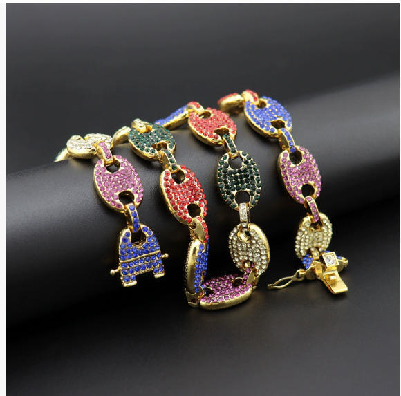 Pig Nose Moissanite Cuban Necklace Moissanite Cuban Link Chain Hip Hop Jewelry 18k Gold Plated Necklace 925 Silver Chain