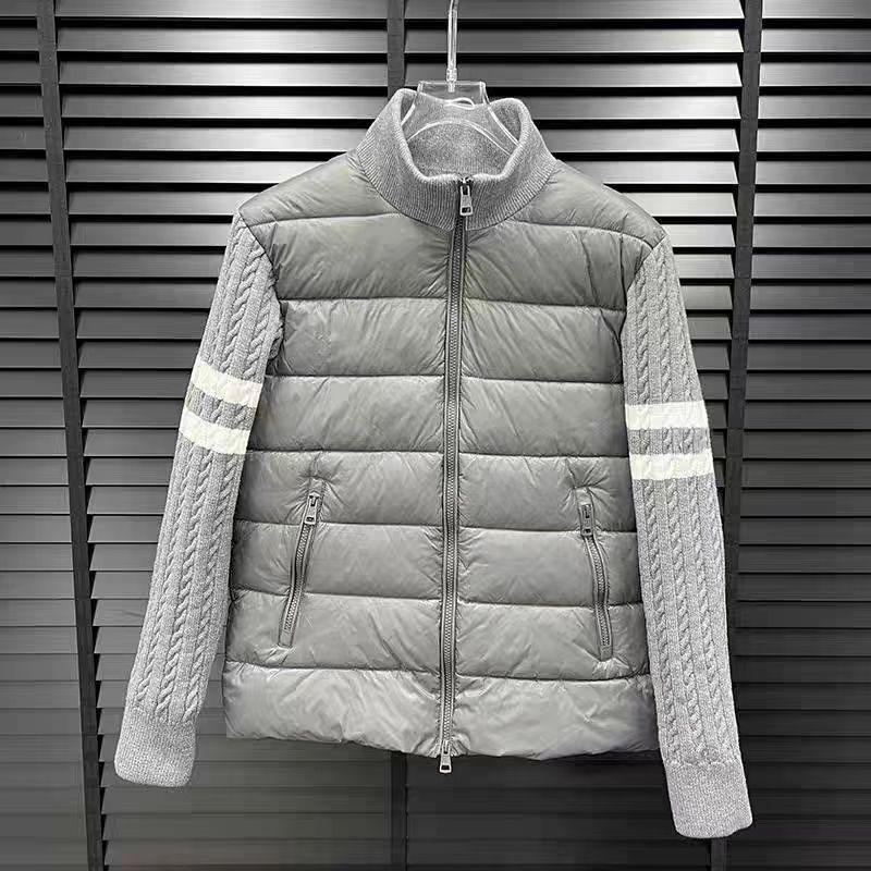 Men's Designer Down & Parkas High luxury knitted sleeve splicing stand up collar down cotton jacket versatile business lightweight jacket for men and women