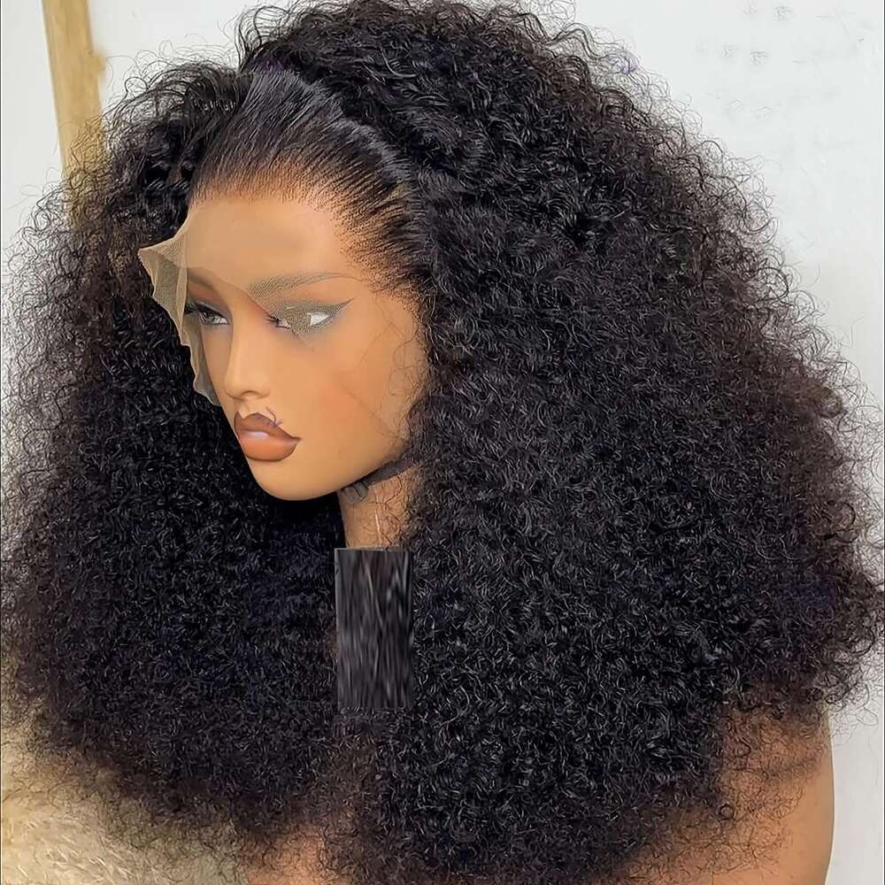 Soft Short 13X4 Lace Front Wig 16Inch180density Black Afro Kinky Curly Preplucked Glueless Synthetic Side/Middle Part - Elegant Unisex For Men & Women