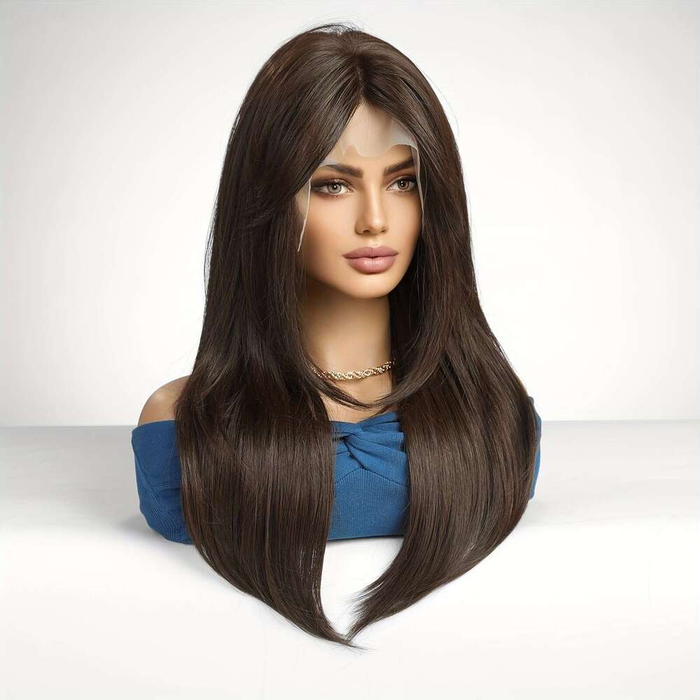 Haircube Wig 13X6 Inch High Temperature Fiber Haircube Elegant Straight Lace Front Wig - Natural Look & Comfort Fit Women, Versatile For Festivals, Pa