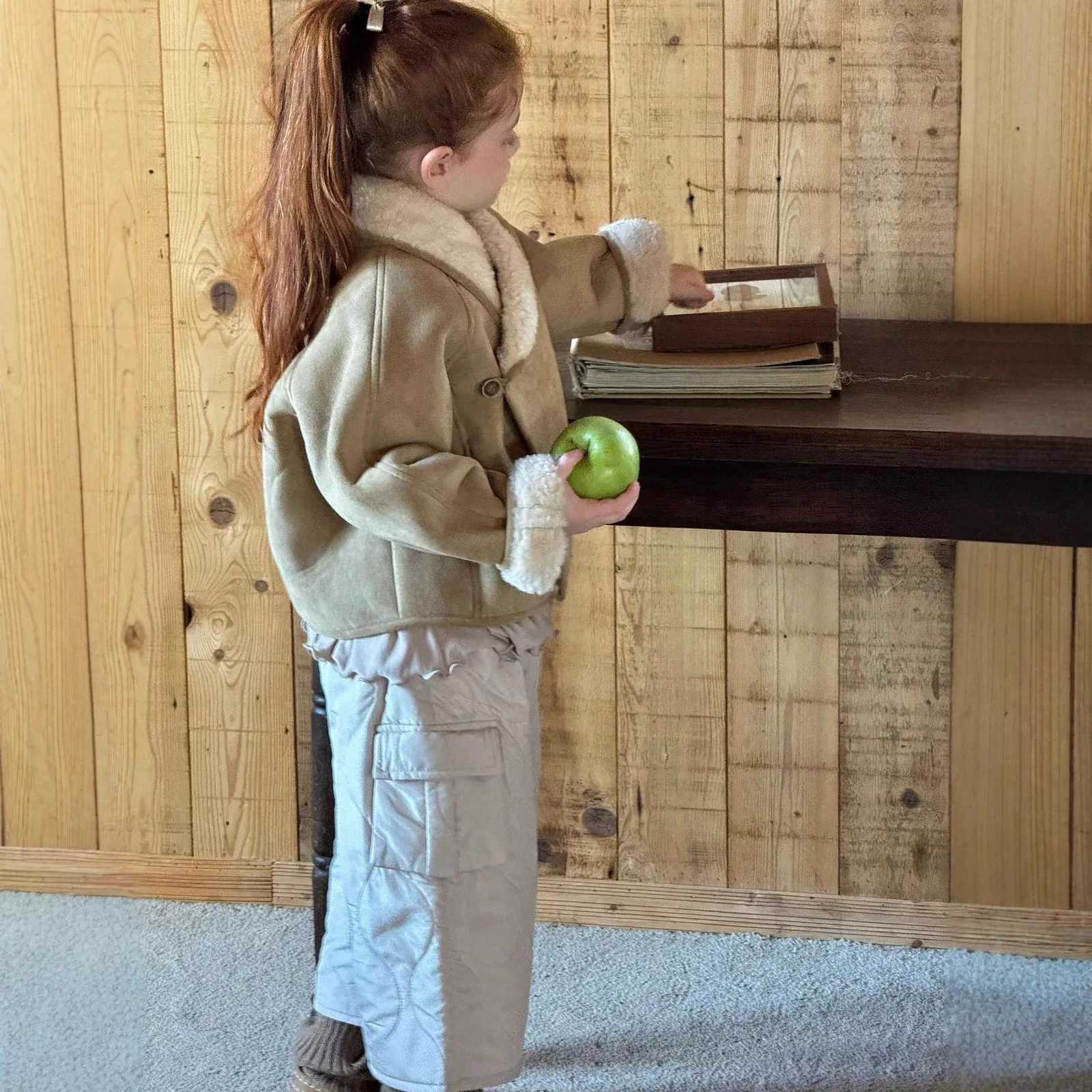 Cotton Casual Pants for Girls 2025 Autumn and Winter New Fashion Girls Warm Big Pocket Straight Leg Cotton PantsT251027