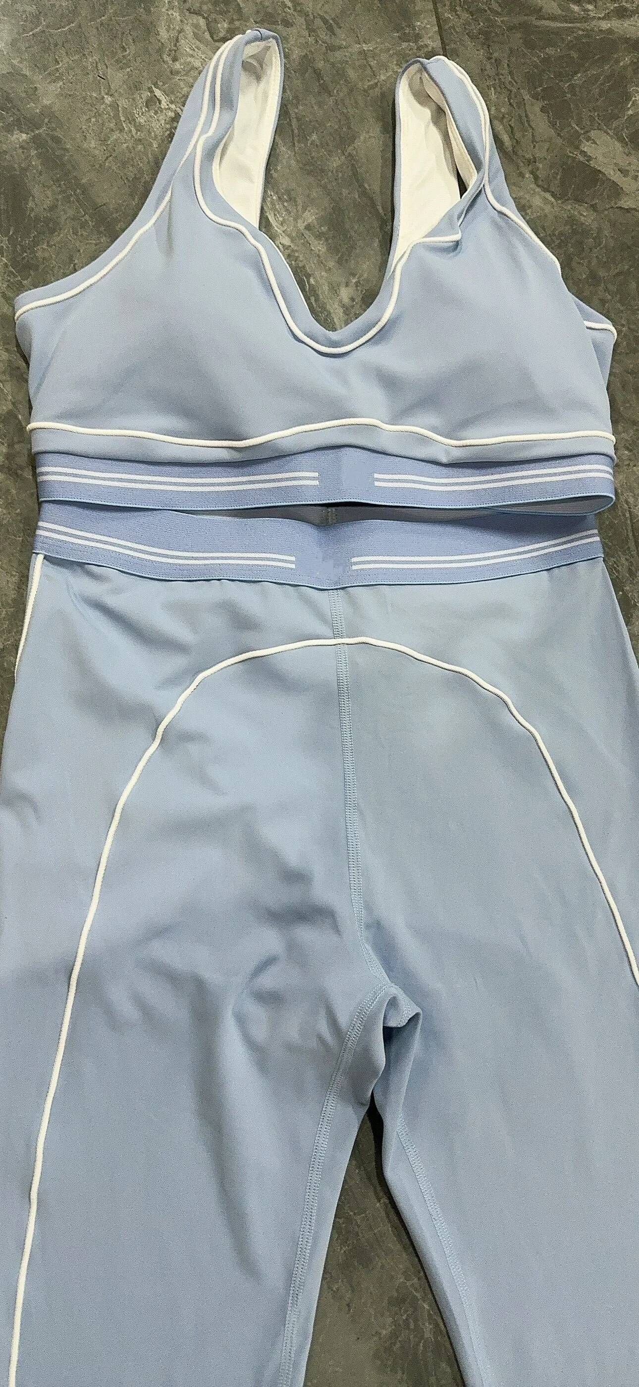 winter jacket women Summer New Women's Yoga Sports Skin Friendly Fabric Elastic White Stripe Breathable Pants Set