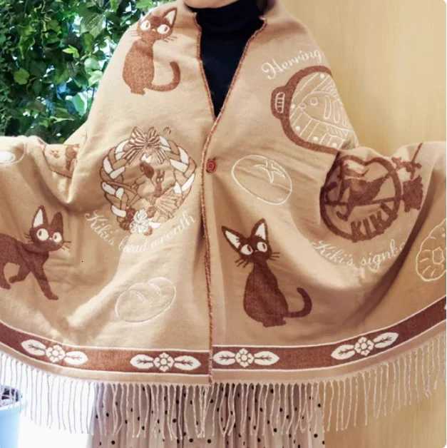 Niche Design Scarf Shawl Fashionab Versati Cute Cartoon Thicke Doubsided Winter Warm Button Scarf Girls DualpurposeW251027