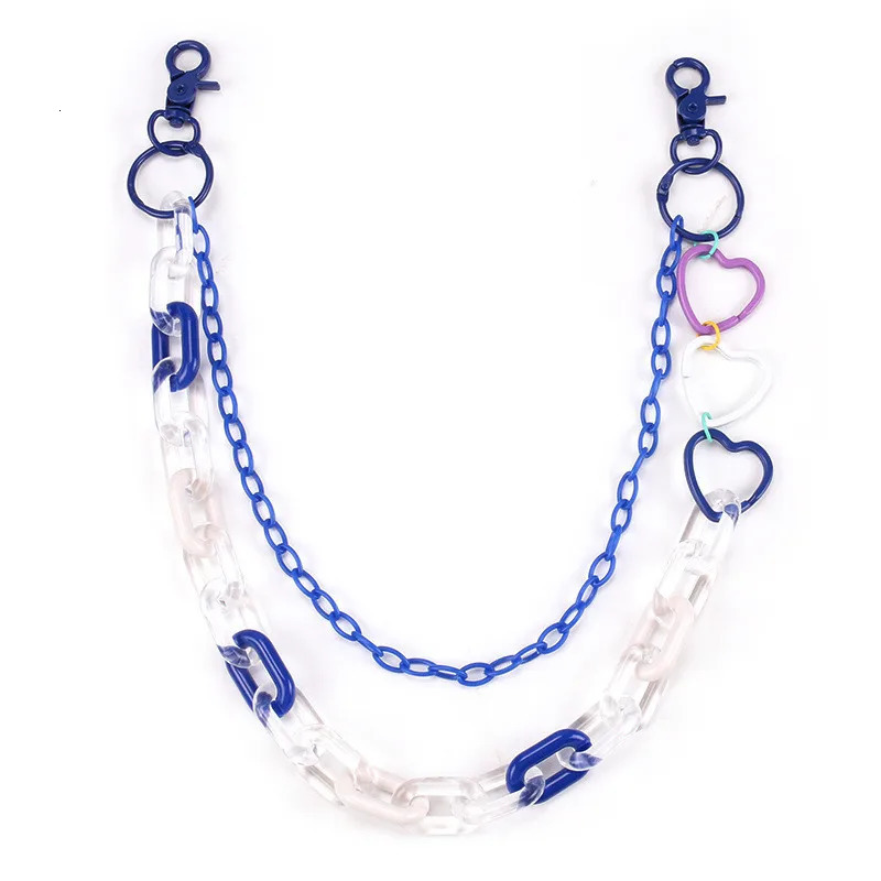 Hip Hop Rainbow Resin Chain Keychain Men Women Cute Waist Chain Multicolor Acrylic Flower Pants Trousers Chain Punk Jewelry 251024