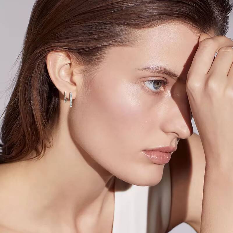 15mm Moissanite Twist Earrings 925 Sterling Silver Stud Earring for Women Girls Simple Cartilage Piercing Jewelry Gift