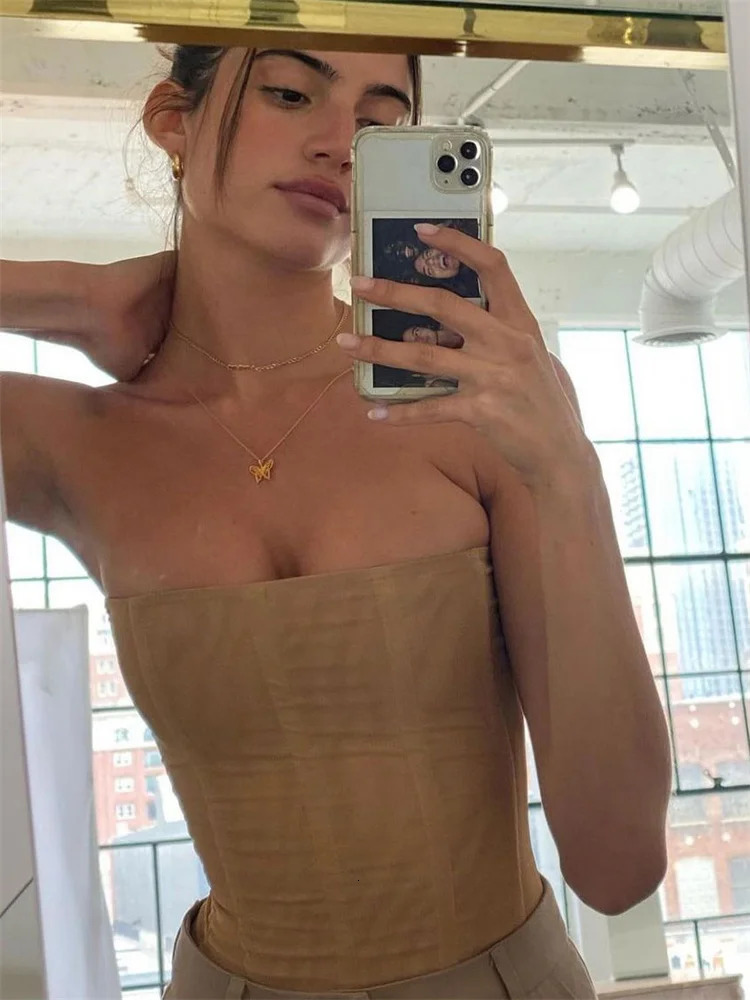 Tossy Mesh Backless Summer Vest Female Elegant Patchwork Strapless Solid Slim Streetwear Inner Sexy Y2k Tank Top Womens 251027