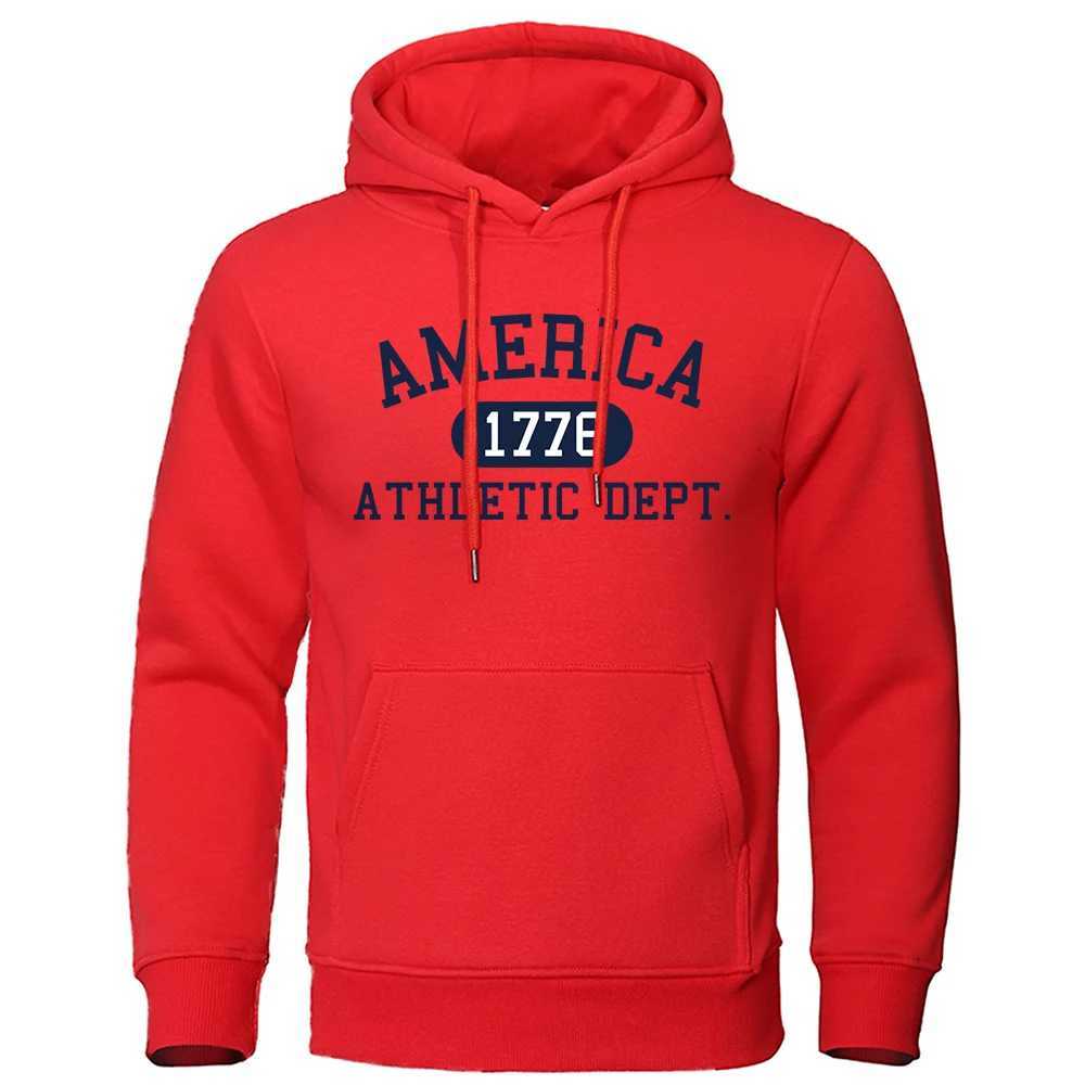 America 776 Athletic Dept Letter Print Mans Hoodies Pocket ONeck Sweatshirt Autumn Soft Sweatshirt Casual Loose Man Clothing W251027