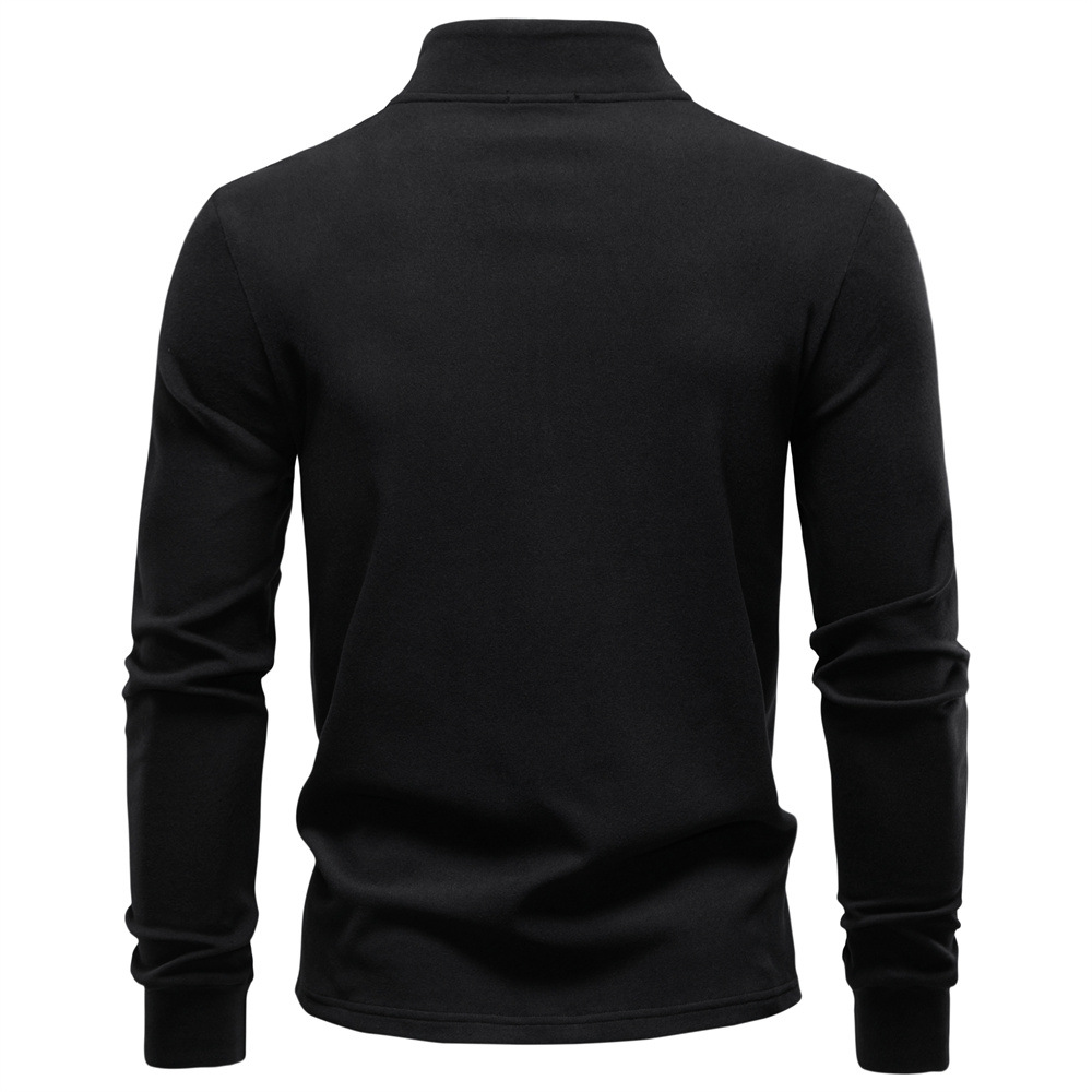Fashion Autumn Winter Men's Stand Collar Half-Zip Sweatshirt 2025 New Velvet Warm Long Sleeve Base Layer Shirt European Size S-2XL