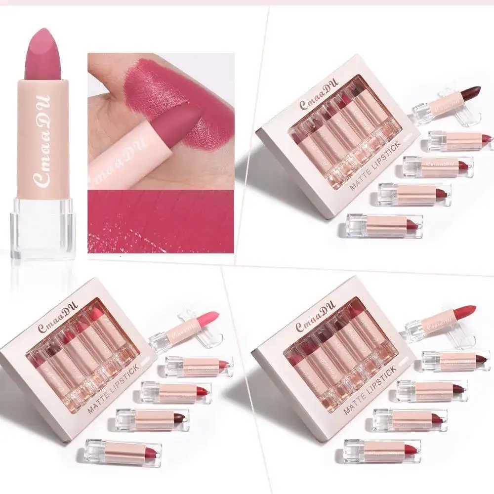 Velvet Matte Lipstick Set 5pcs Long Lasting Waterproof Red Nude Lipsticks Non Stick Cup Makeup Cosmetics Collection W251027