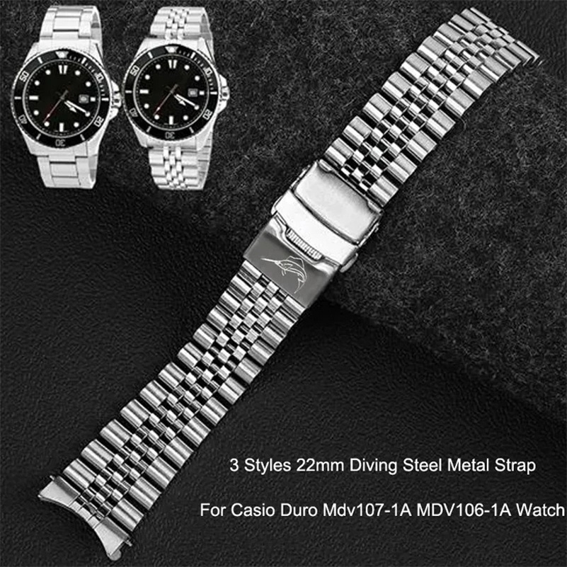 3 Styles 22mm Diving Steel Metal Strap For Duro Mdv1071A MDV1061A Watch Wristband Bracelet Watchband Replacement Parts 251027