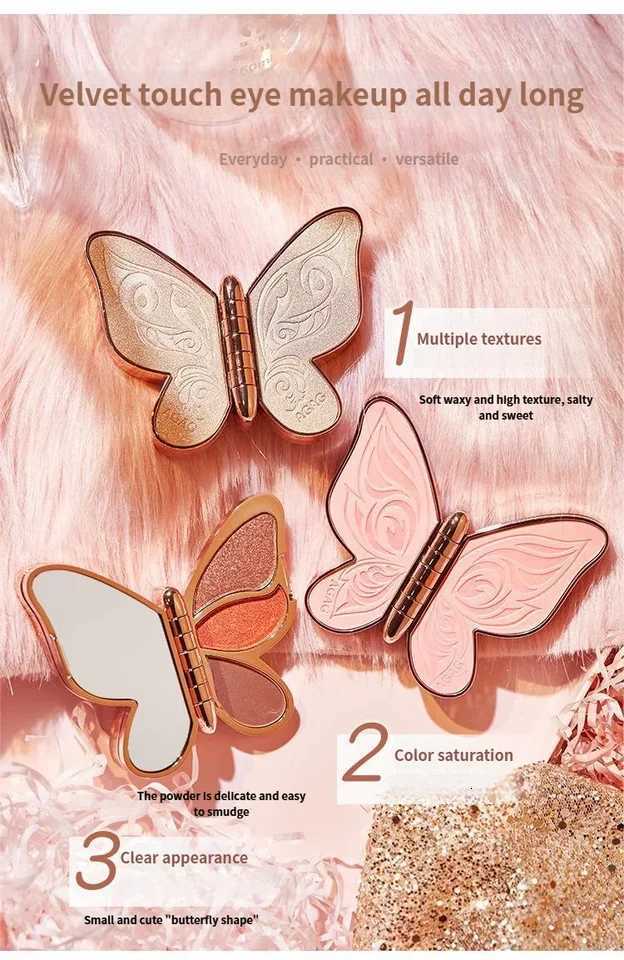 6Color Butterfly Design Eyeshadow Palette Earth Tones Matte Highlighter Colorful Pink Glitter Shades for Creative Makeup CO01XJ251027