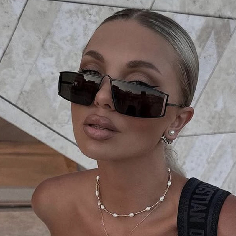 2025 Hollow Cut Metal Square Sunglasses Women UV 400 Premium Small Frame Shades Chic Minimalist