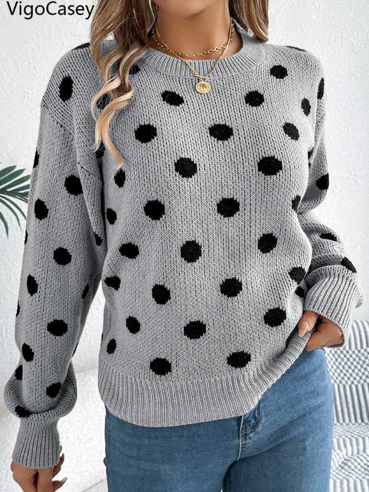 VigoCasey 2025 Winter Casual Patchwork Knitted Sweater Women O Neck Loose Pullover Autumn Lady Lantern Long Sleeve Warm JumperT251027