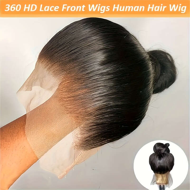360 Full Lace Front Straight Pre Plucked With Baby 180% Density Human Hair Wigs For Woman Natural Color Can Make Ponytail And Bun