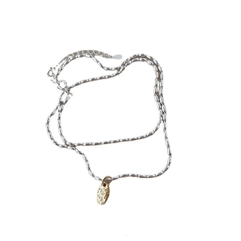 ANENJERY Grain Shape Letter Necklace for Women Simple Fashion Clavicle Chain Party Jewelry Wholesale Drop 251023