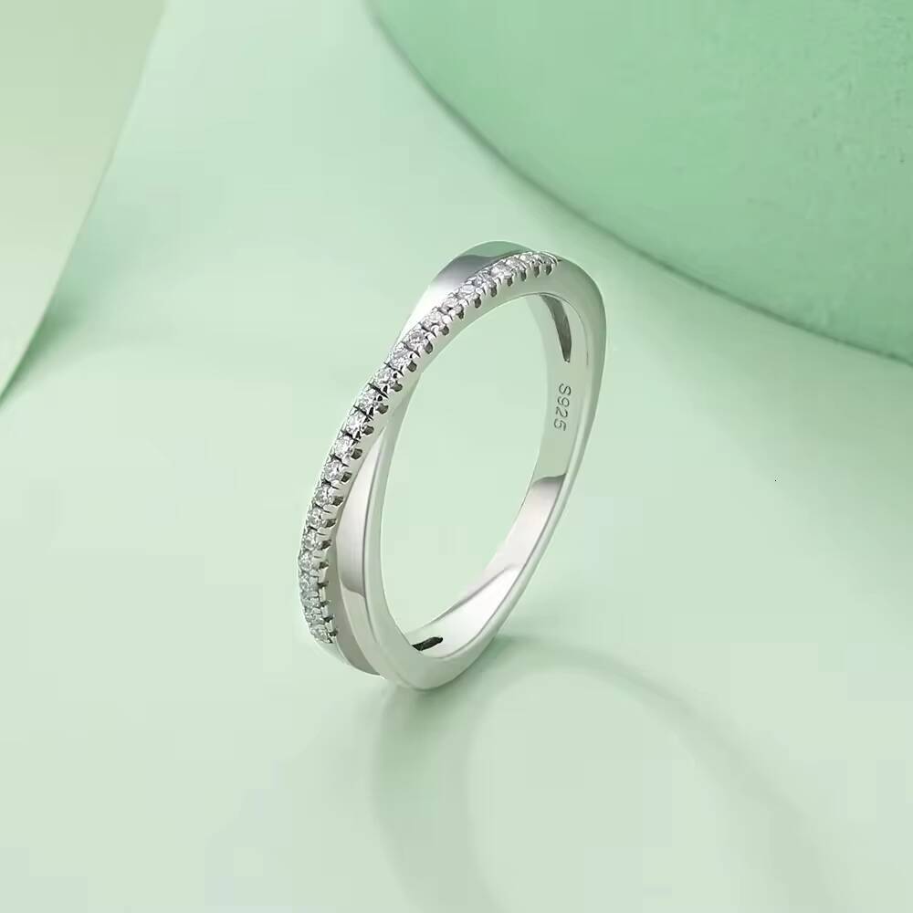 Lab Diamond Thin Cross Love Wedding Band Engagement 925 Sterling Silver Twisted Rope Women Stackable VVS Real Moissanite Rings