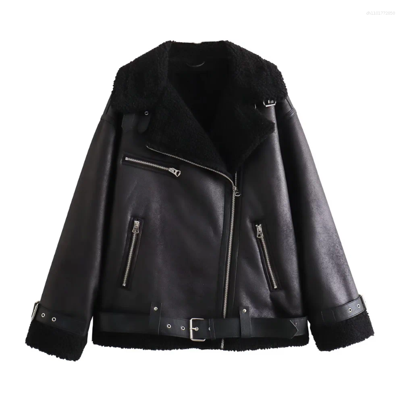 Women's Jackets Autumn European And American Style Loose Fashion With Belt Double Sided Collar Jacket Coat