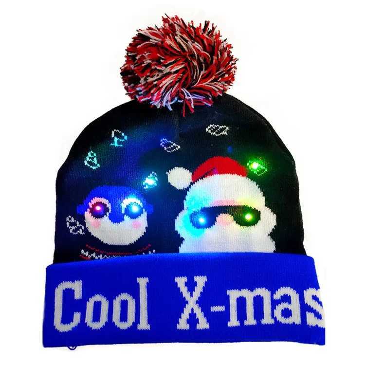 Christmas Fashion Led Plush Glowing Hat Colorful Lights Santa Claus Hat Snowman Adult Kid Elk Warm Hat Merry Christma Party GiftW251027
