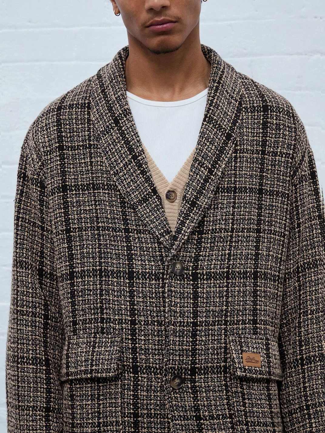 Classic Grid Men's Overcoat 1 Piece High Quality Shawl Lapel Male Coats Outdoor Commuting Office Warmth Customized