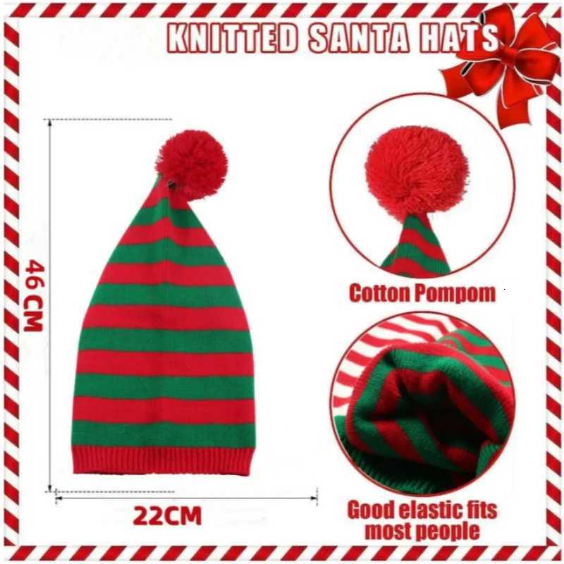 Adult Christmas Knit Hat Elf Santa Beanies Santa Red And Green Knit Crochet Hat Fancy Dress Accessory Xmas PartyW251027