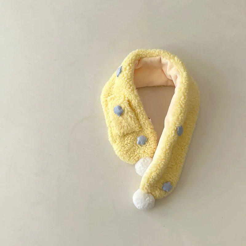 16years Childrens Scarf Autumn and Winter Korean Version Ins Simple Labeling Star Plush Cross Boys and Girls Baby Scarfs 251027