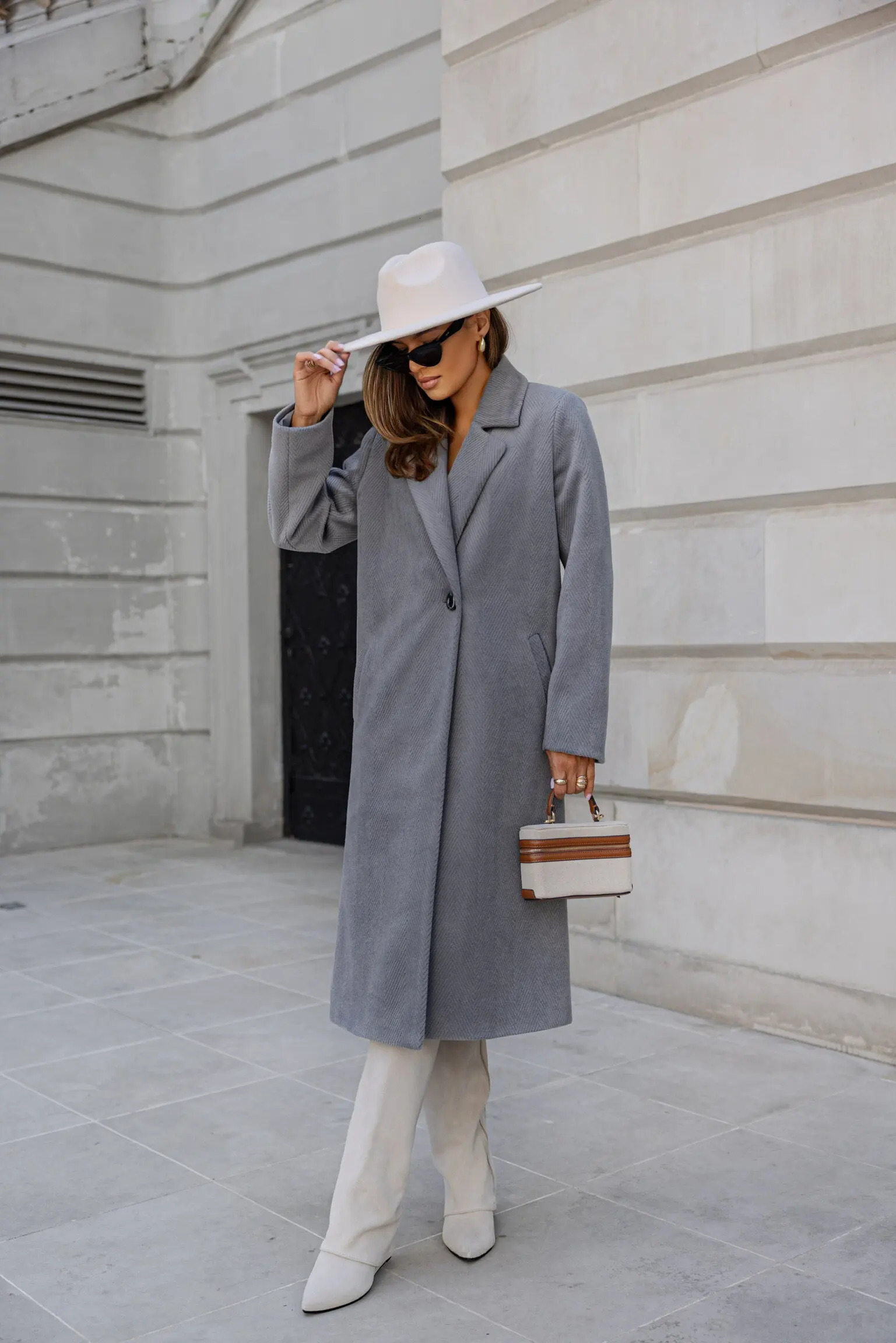 Womens Trench Coat Winter Notched Lapel One Button MidLong Pea Coat Casual WorkOffice Overcoats Jacket with Pockets 251024