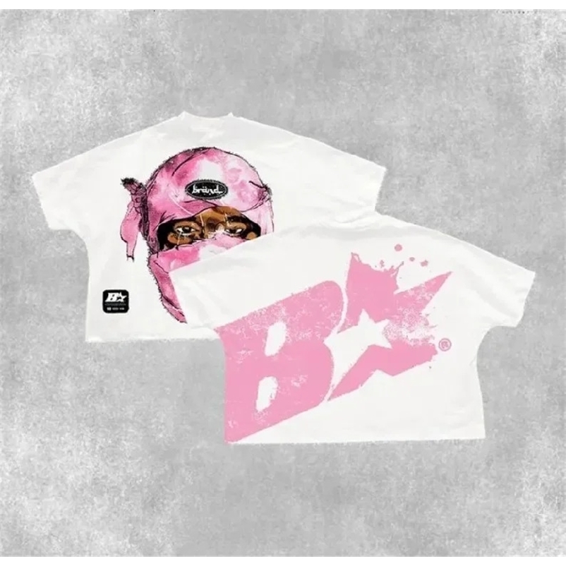 American Retro Pink T Shirt Y2K Clothes Mens Womens Hip Hop Letters Graffiti Print Oversized Tshirt Cotton Short Sleeved Tops 251020