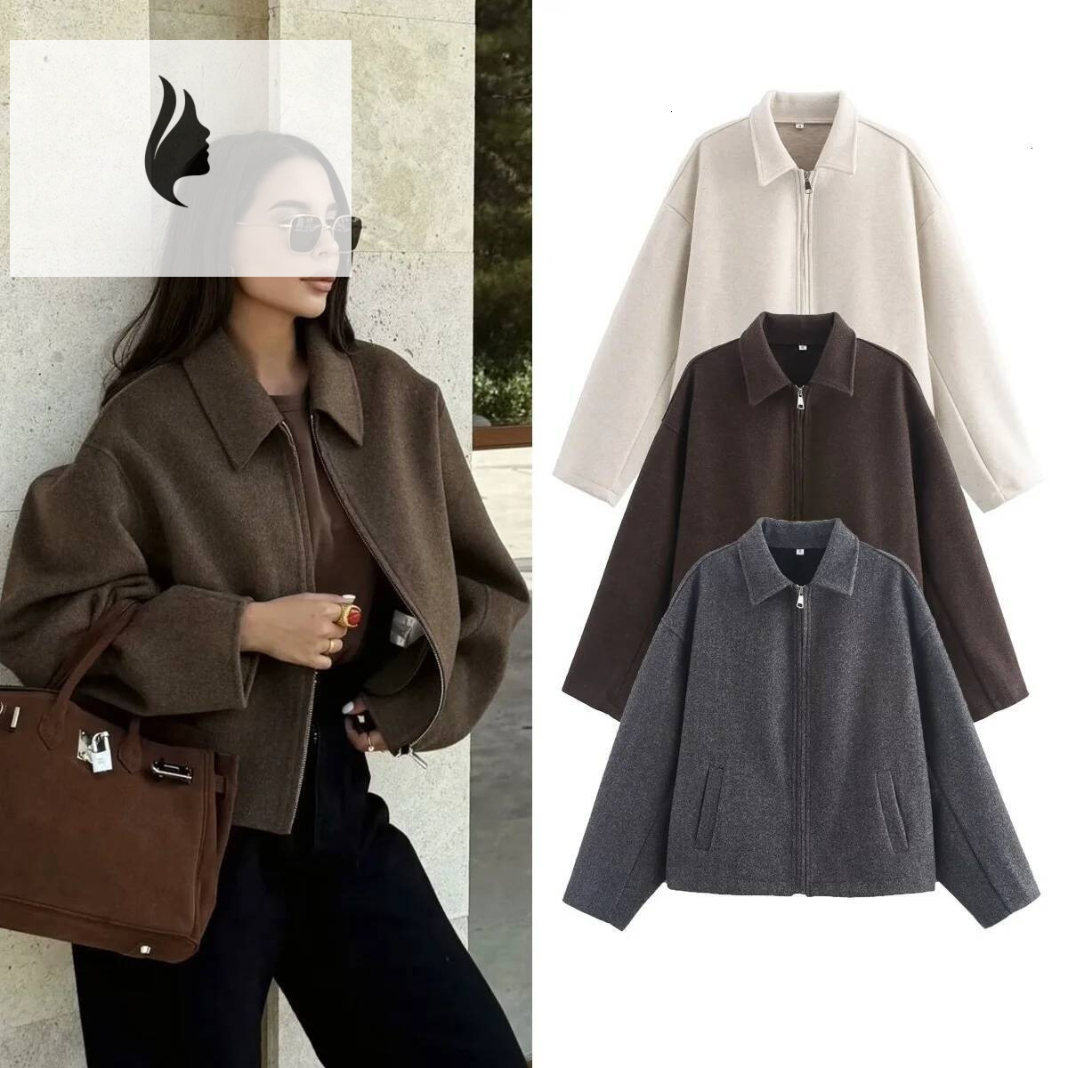 winter jacket women PRINTKAOIR Autumn and Winter Fashion Long-sleeved Zipper Coat New Coats Chic Loose Lapel Warm Street Women's Jackets