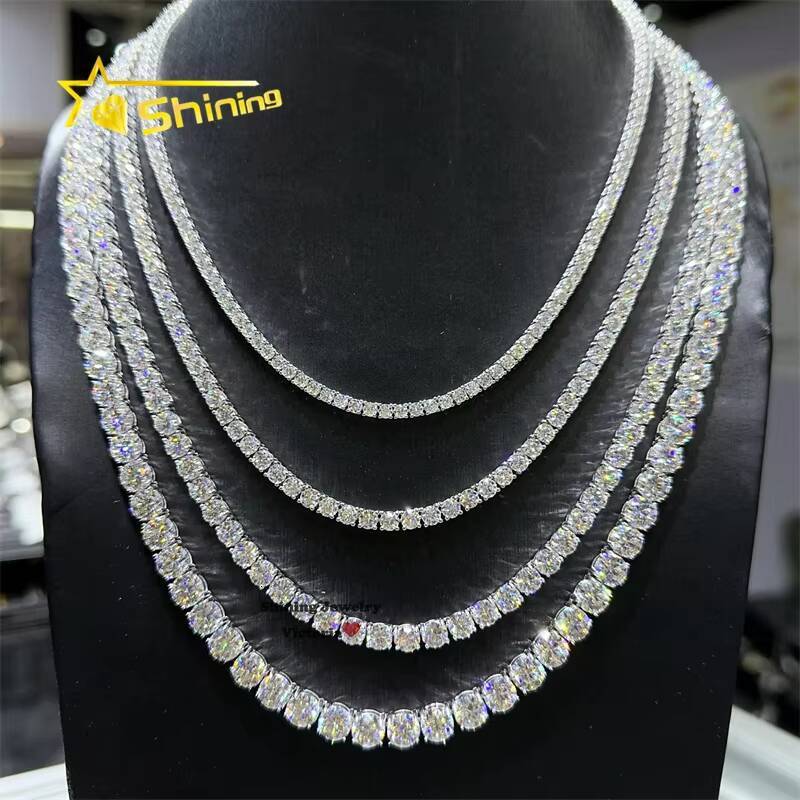 Drop Shipping GRA Certificated Sterling Silver Tennis Bracelet 2mm 3mm 4mm 5mm 65mm Vvs Moissanite Tennis Chain Necklace