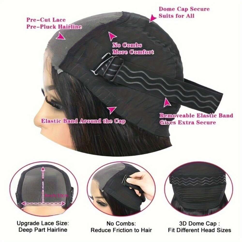 Glueless Wig Lightweight Glueless Human Wig - Natural Look Front With Preplucked Hairline, Ready-To-Wear Straight Hairstyle For Women All Light Beige