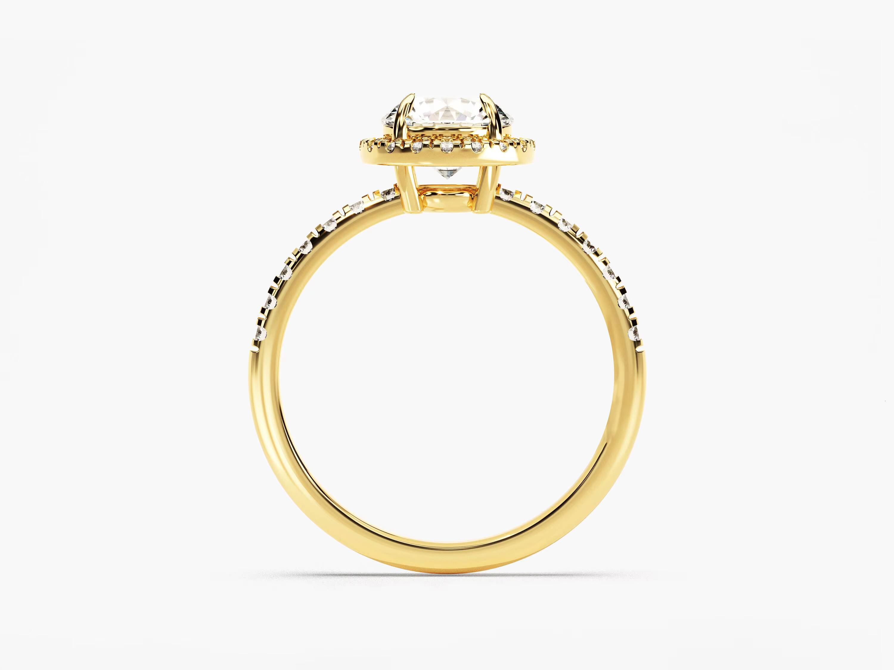 Halo Engagement Diamond Ring 1 CT Round Cut Diamond Ring 14k 18K Gold Lab Diamond Promise Ring