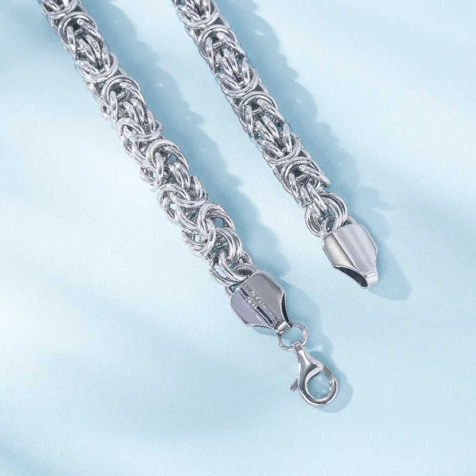 New S925 Sterling Silver Byzantine peror Chain Bracet for Men Wen Polished mi Cuban Smooth Kpop Jewelry Ships fr USAW251027