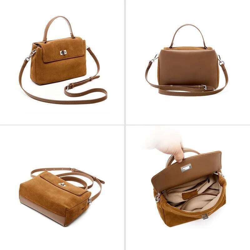 Fashionable Cowhide Shoulder Bag, a new niche high-end genuine leather single-shoulder handbag for office workers.