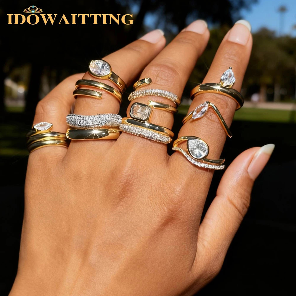 Gold Color Micro Pave Cubic Zirconia Drop CZ finger rings Wedding Accessories Fashion Multi Layer Dome Jewelry for Women 251023 - view 7