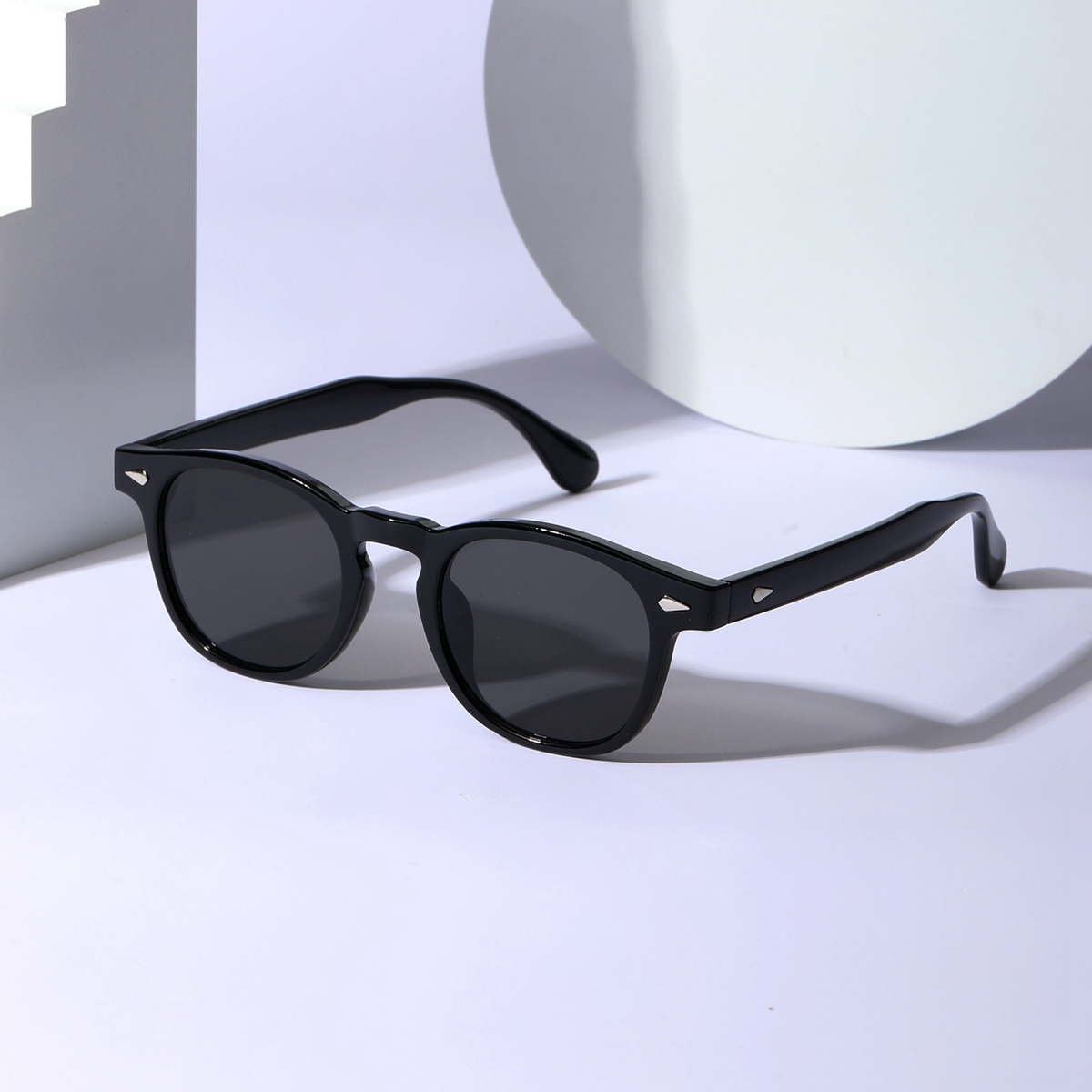 1pc Retro Classic Diamond-Shaped Accessories Arrow-Decorated Women's Fashion Sunglasses in Black Marble Color, Blue-Gray for Summer and All Seaso