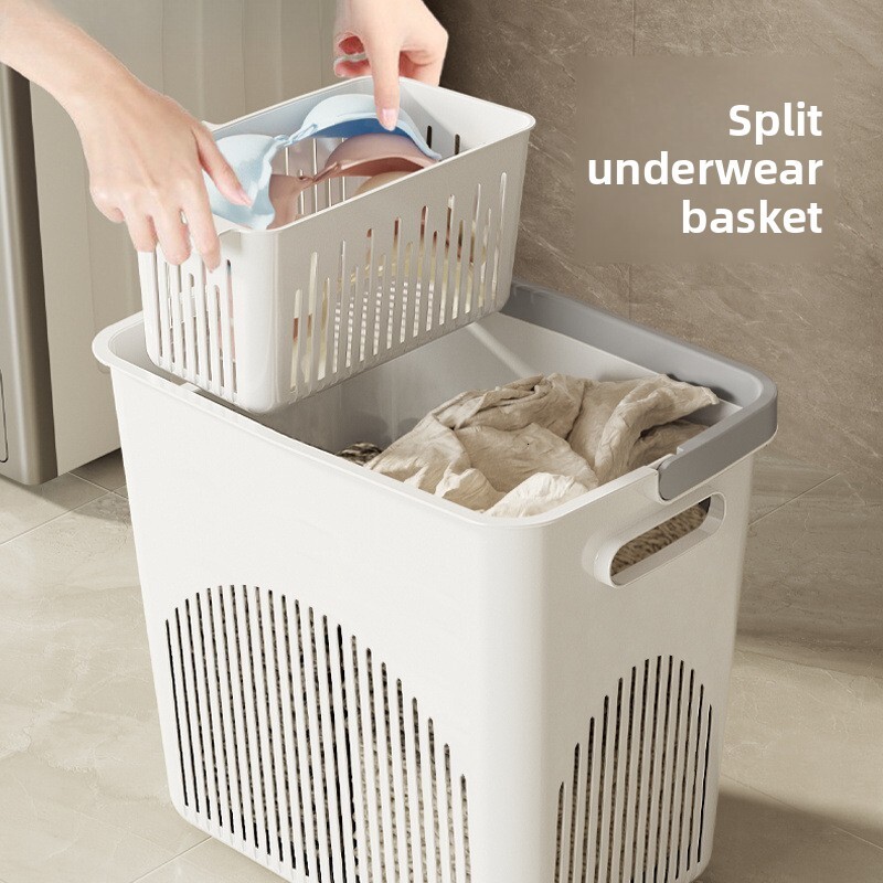 Household Partitioned Multi-layer Clothes Underwear Bathroom Large Dirty Laundry Storage Basket