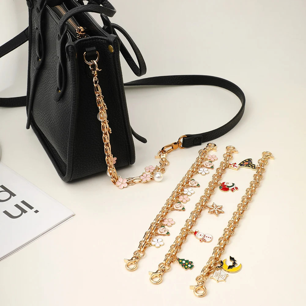 Bag Strap Extender Chain Flower Butterfly Pearl Pattern Handbag Shoulder Bag Extension Strap DIY Convert Crossbody Bag Accessory 251021
